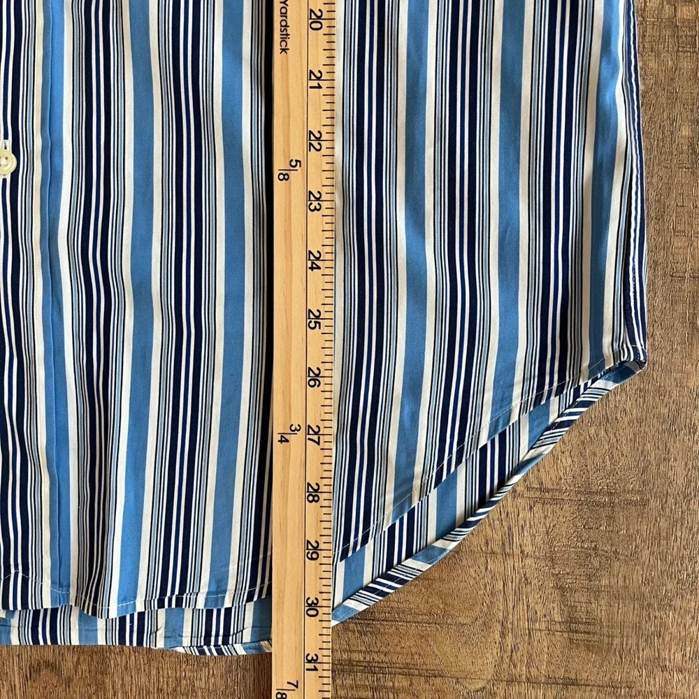 Polo Ralph Lauren Stanton Classic Fit Blue White Stripe Mens Shirt Medium